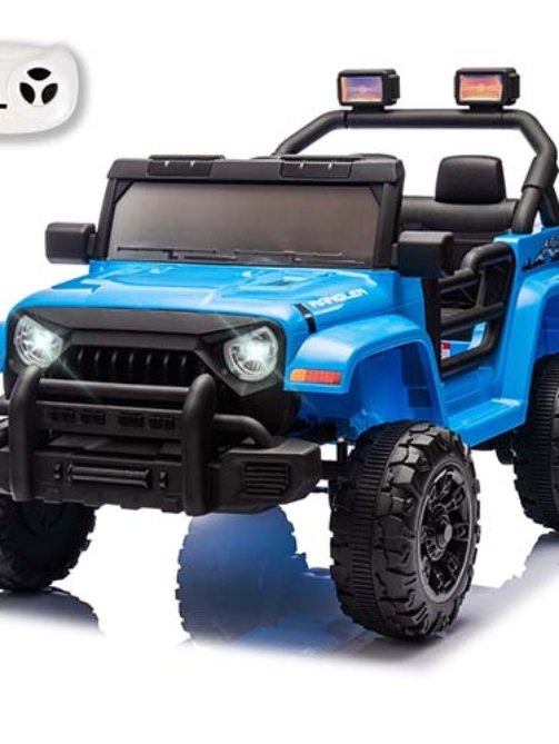 Xuanlur 12V Electric Ride-On Car for Kids w Remote, Music, Suspension – Blue