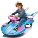 Xuanlur 12V Electric Wiggle Car for kids – 360° Spin, Music, Spray – Purple
