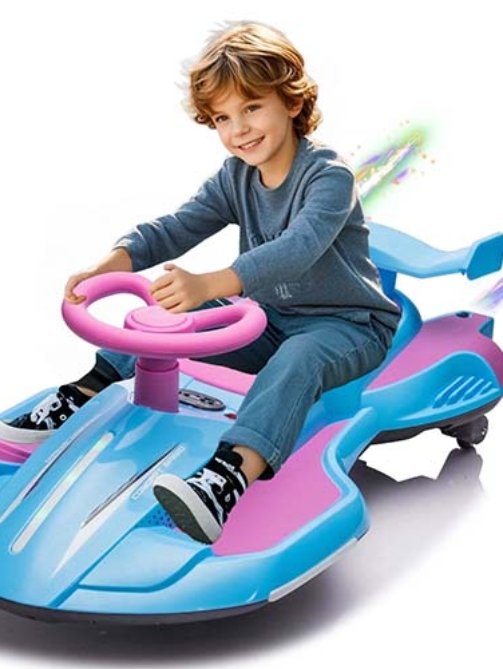 Xuanlur 12V Electric Wiggle Car for kids – 360° Spin, Music, Spray – Purple