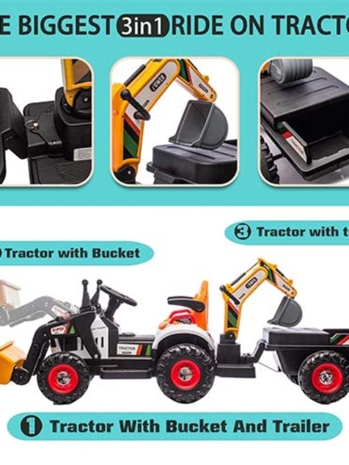 Xuanlur 24V 4-in-1 Ride-On Excavator for kids