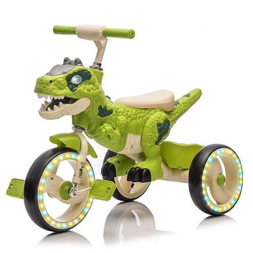 🦖 Xuanlur Kids Ride On Dinosaur Tricycle – 3-Wheel Stable Design, Flash Wheels, Music & Lights (Green)