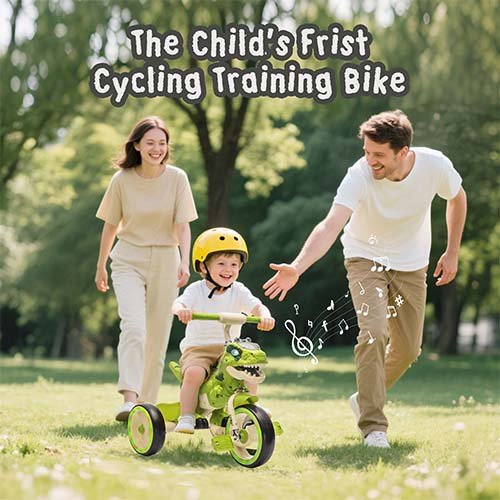 🦖 Xuanlur Kids Ride On Dinosaur Tricycle – 3-Wheel Stable Design, Flash Wheels, Music & Lights (Green)