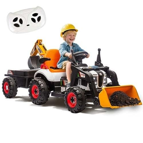 Xuanlur 24V 4-in-1 Ride-On Excavator for kids w Remote & Swivel Seat – Orange